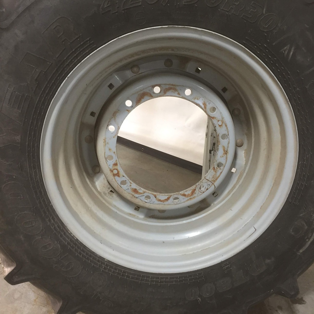 420/90R30 Goodyear Farm DT800 Optitrac R-1W on Agco Corp Gray 12-Hole Waffle Wheel (Groups of 2 bolts) 30%