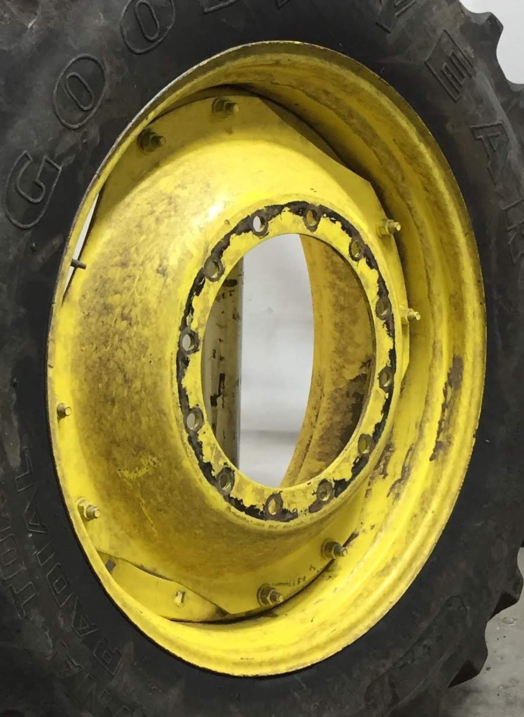 13"W x 34"D Waffle Wheel (Groups of 2 bolts) Rim with 12-Hole Center, John Deere Yellow