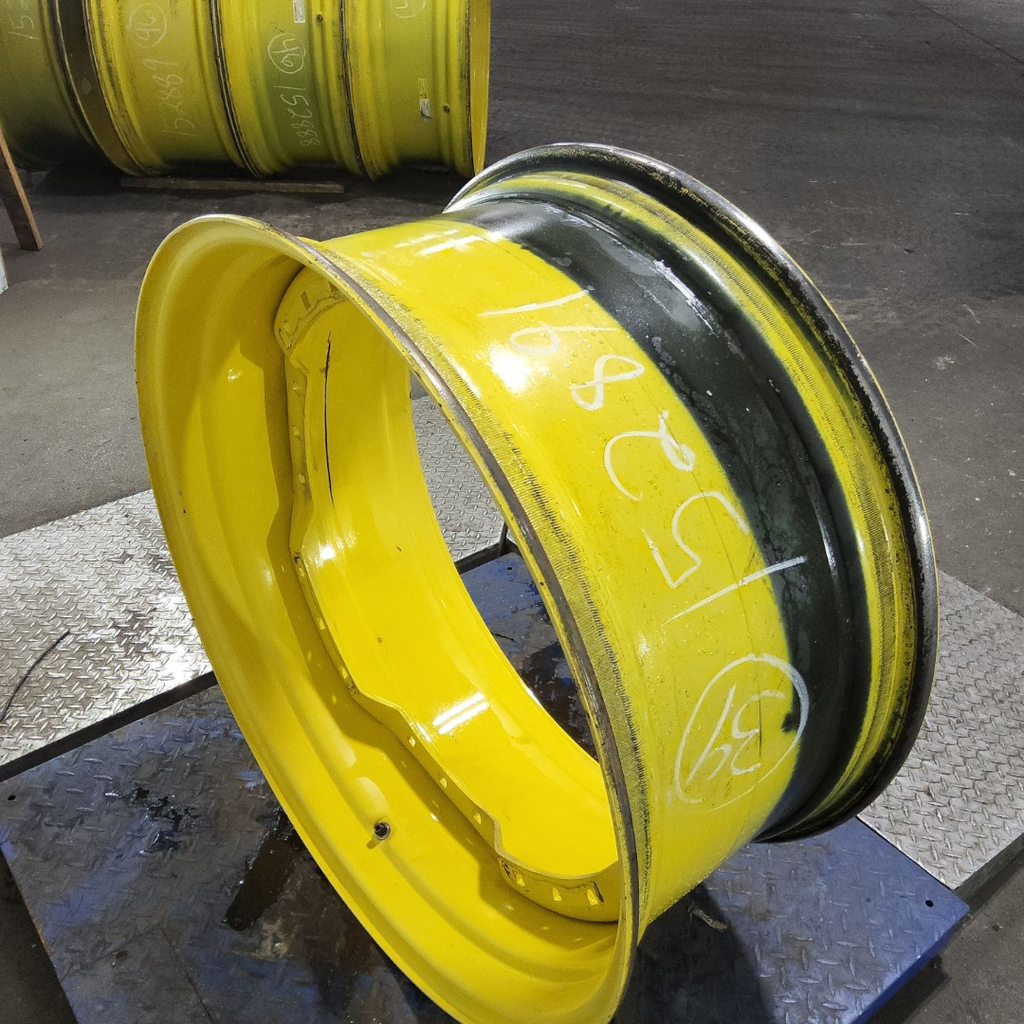 15"W x 34"D, John Deere Yellow 12-Hole Waffle Wheel (Groups of 3 bolts) , 7.88" Offset