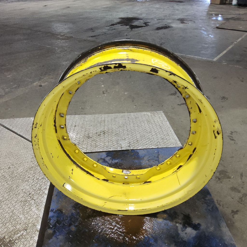 13"W x 34"D, John Deere Yellow 12-Hole Waffle Wheel (Groups of 3 bolts) , 6.88" Offset