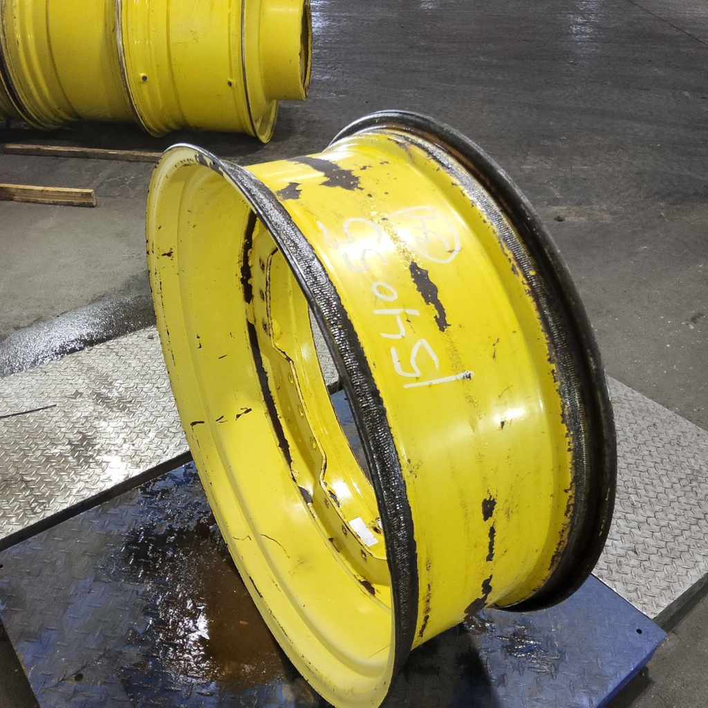 13"W x 34"D, John Deere Yellow 12-Hole Waffle Wheel (Groups of 3 bolts) , 6.88" Offset