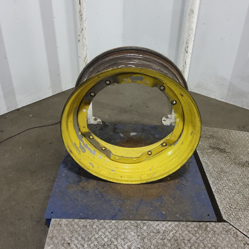 13"W x 30"D, John Deere Yellow 8-Hole Waffle Wheel (Groups of 2 bolts) , 6.88" Offset
