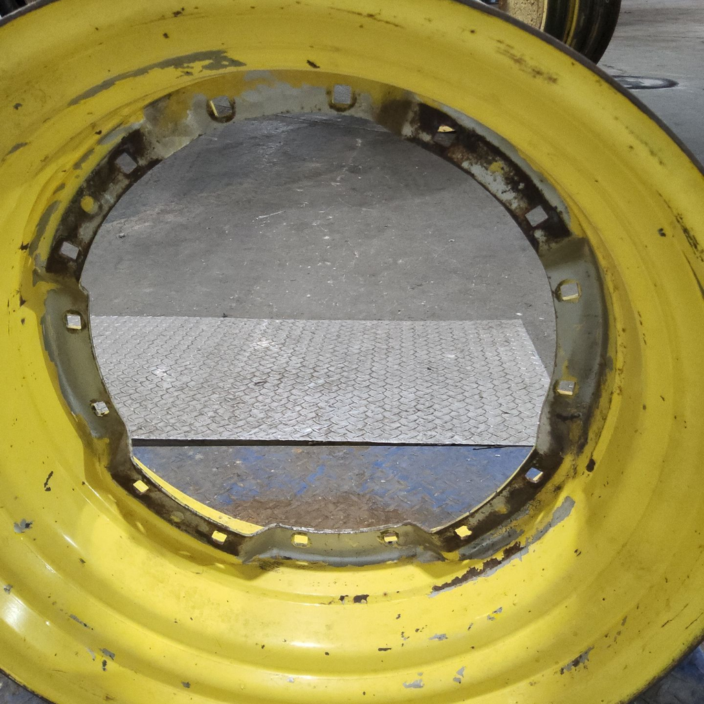 13"W x 30"D, John Deere Yellow 8-Hole Waffle Wheel (Groups of 2 bolts) , 6.88" Offset