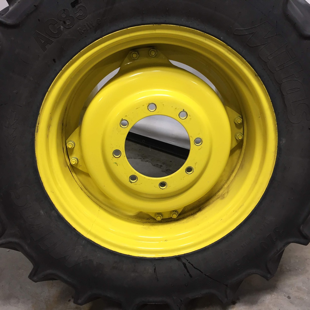 9"W x 28"D Stub Disc (groups of 2 bolts) Rim with 8-Hole Center, John Deere Yellow