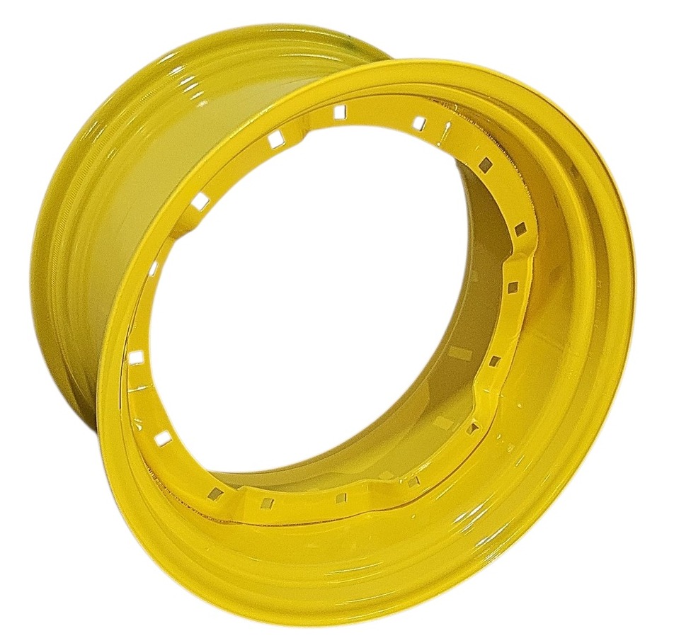 15"W x 28"D, John Deere Yellow 8-Hole Waffle Wheel (Groups of 2 Bolts) , 2.38" Offset