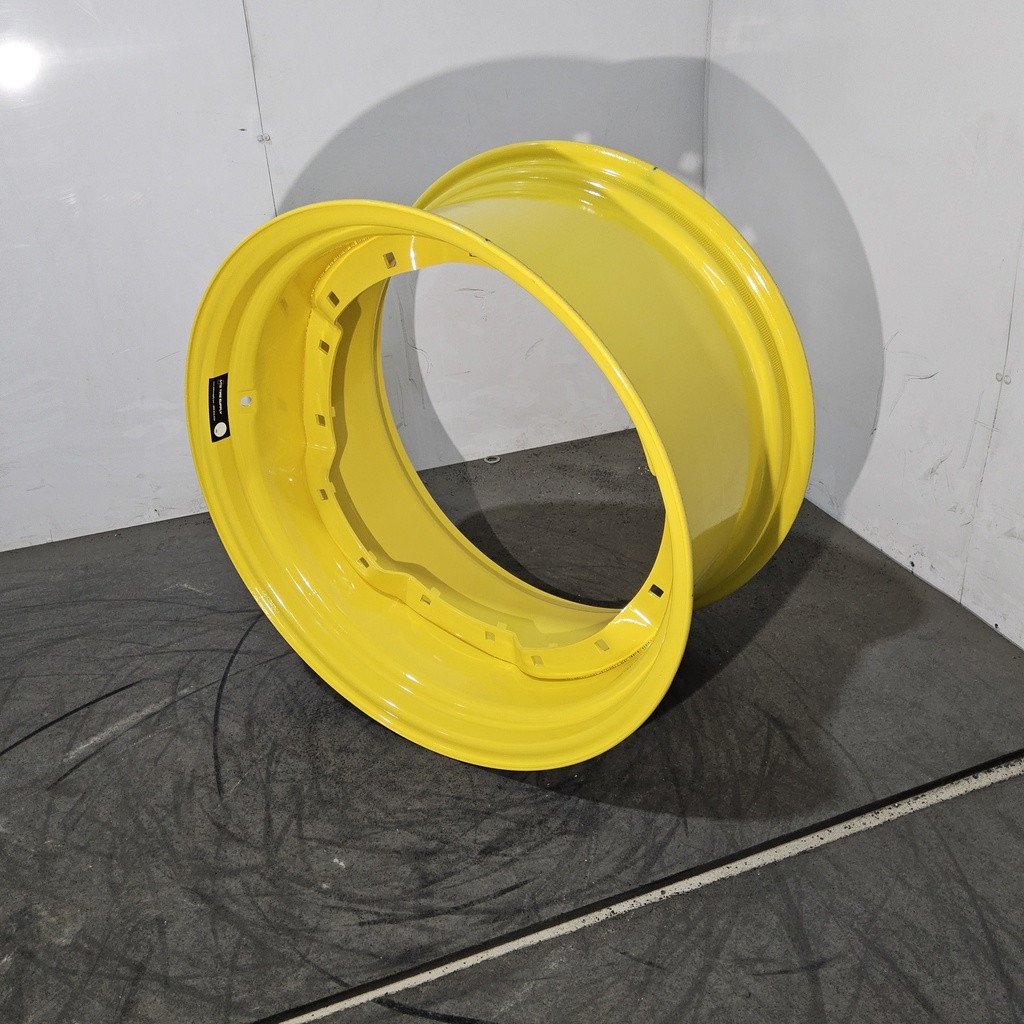 15"W x 28"D, John Deere Yellow 8-Hole Waffle Wheel (Groups of 2 Bolts) , 2.38" Offset