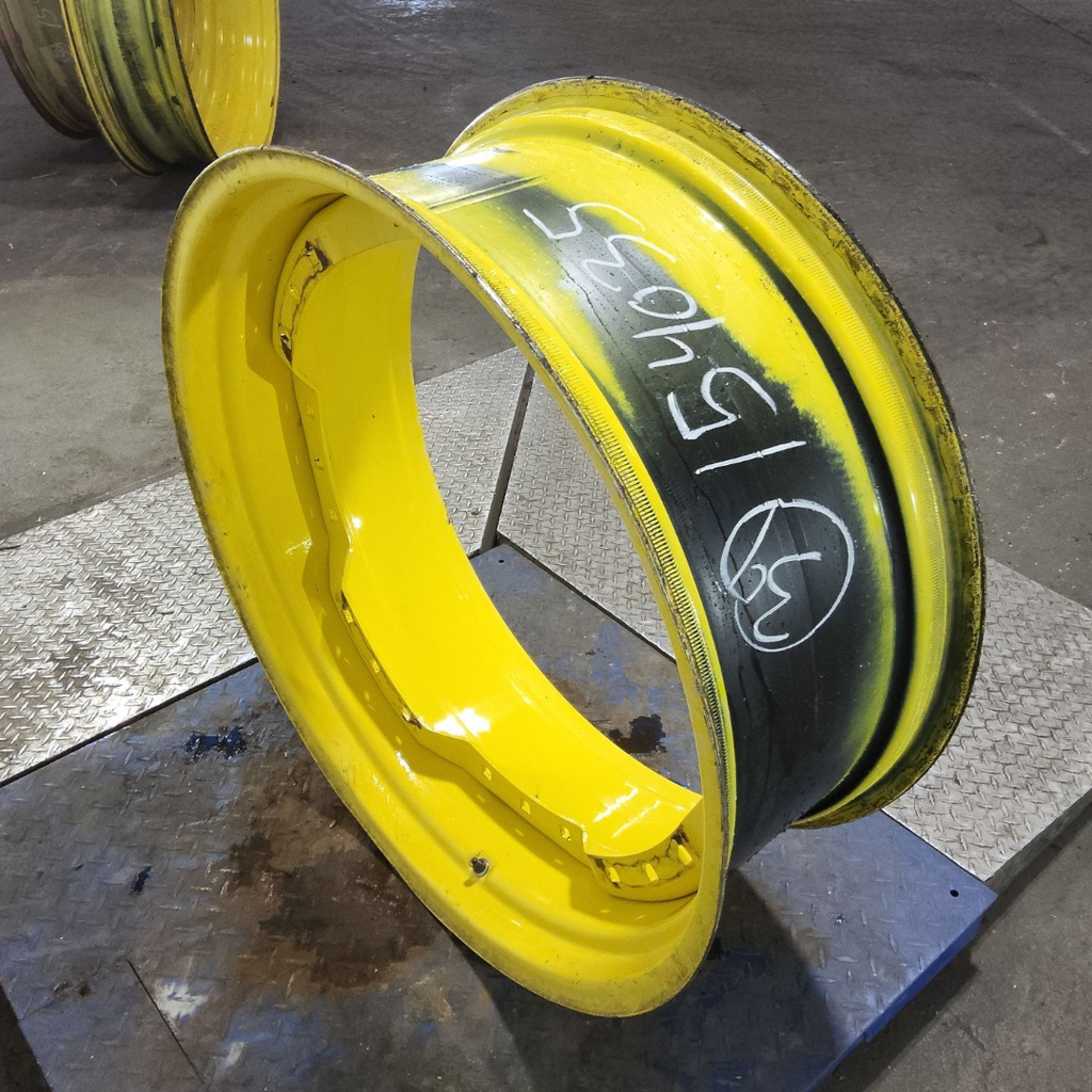 13"W x 34"D, John Deere Yellow 12-Hole Waffle Wheel (Groups of 3 bolts) , 6.88" Offset