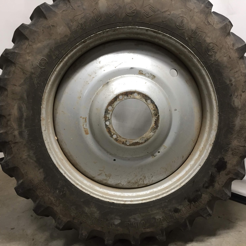 480/80R46 Firestone Radial All Traction 23 R-1 on Case IH Silver Mist 10-Hole Formed Plate W/Weight Holes 75%