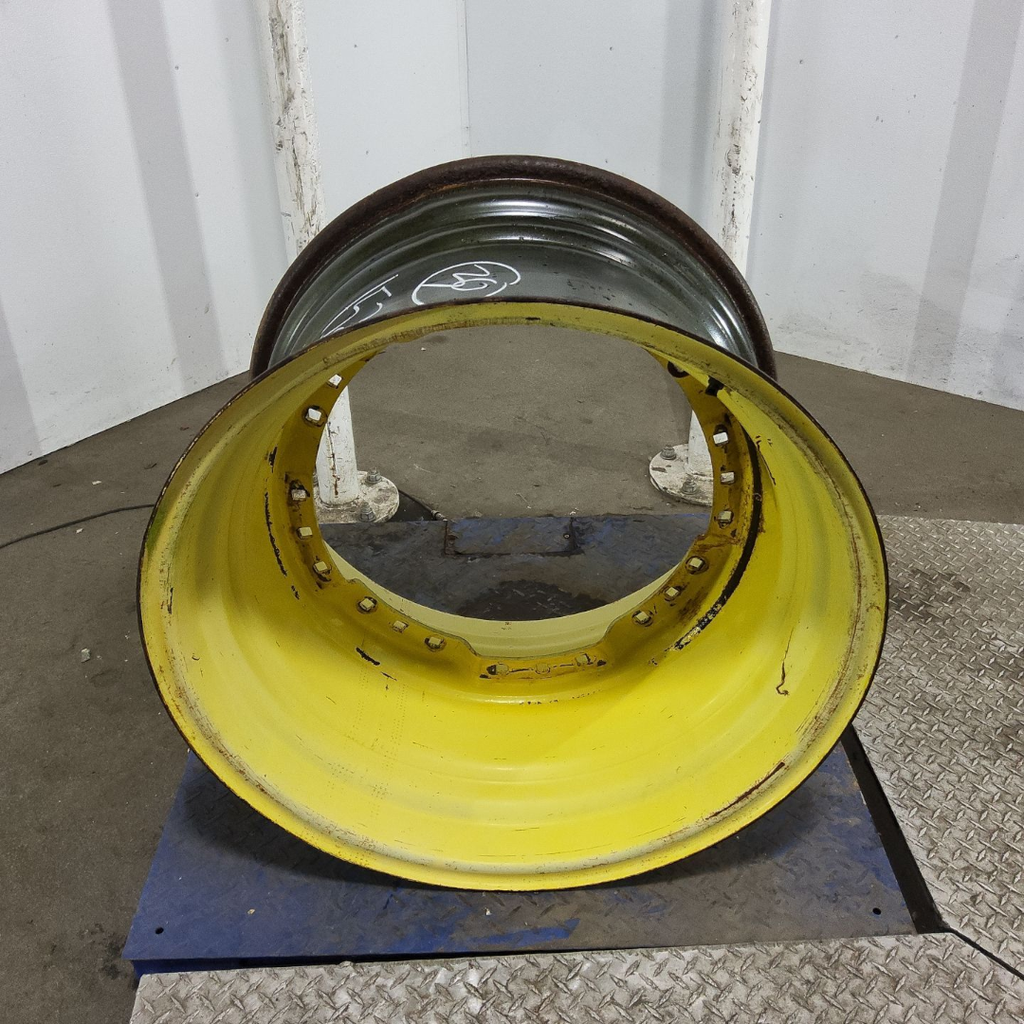 20"W x 30"D, John Deere Yellow 12-Hole Waffle Wheel (Groups of 3 bolts) , 10.38" Offset