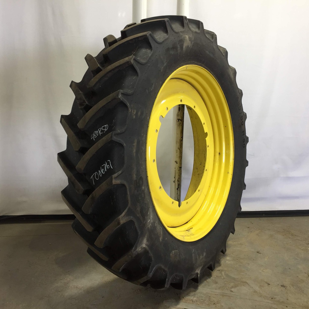 480/80R50 Mitas AC85 Radial R-1W on John Deere Yellow 12-Hole Stub Disc 95%