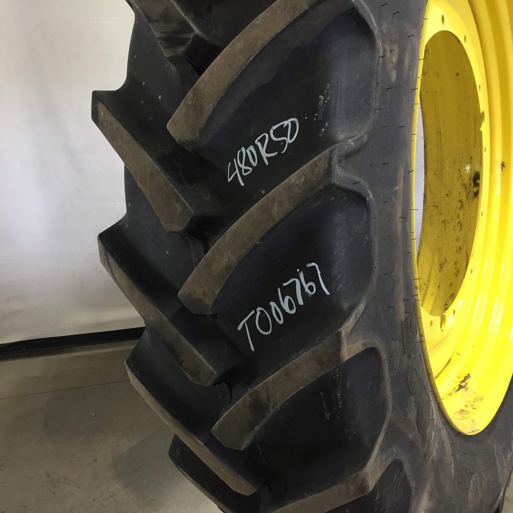 480/80R50 Mitas AC85 Radial R-1W on John Deere Yellow 12-Hole Stub Disc 95%