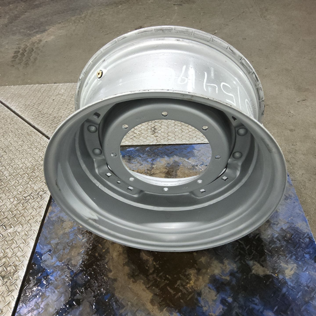 12"W x 24"D, Case IH Silver Mist 8-Hole Waffle Wheel (Groups of 2 bolts) , 2.12" Offset