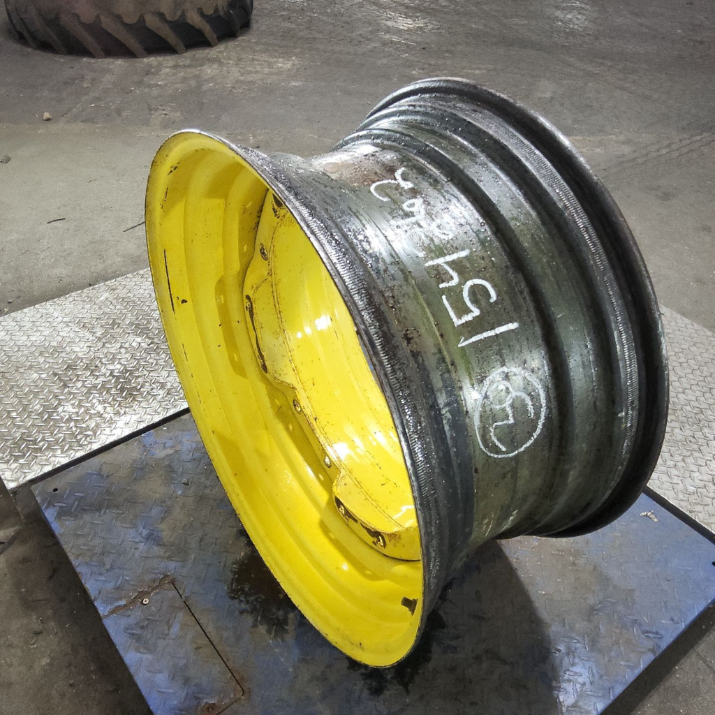 15"W x 30"D, John Deere Yellow 8-Hole Waffle Wheel (Groups of 2 Bolts) , 2.62" Offset
