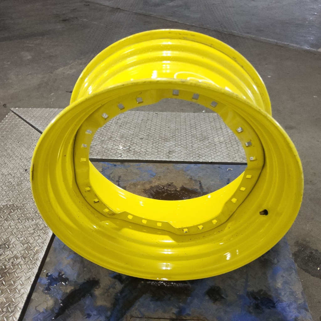 15"W x 30"D, John Deere Yellow 12-Hole Waffle Wheel (Groups of 3 bolts) , 2.5" Offset