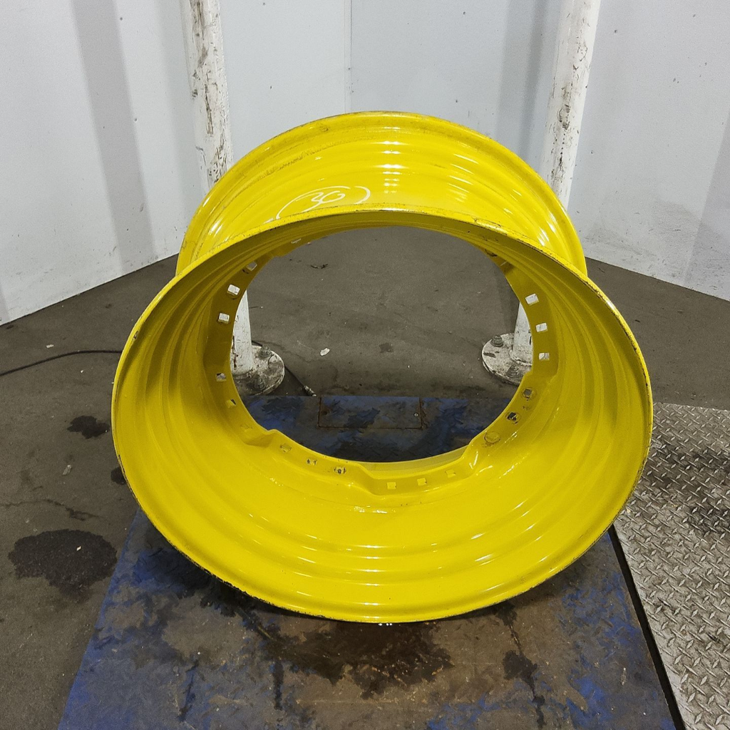 15"W x 30"D, John Deere Yellow 12-Hole Waffle Wheel (Groups of 3 bolts) , 2.5" Offset