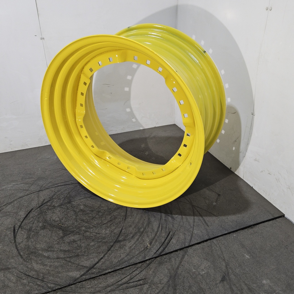 15"W x 30"D, John Deere Yellow 12-Hole Waffle Wheel (Groups of 3 bolts) , 2.5" Offset