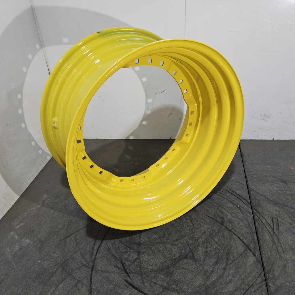 15"W x 30"D, John Deere Yellow 12-Hole Waffle Wheel (Groups of 3 bolts) , 2.5" Offset