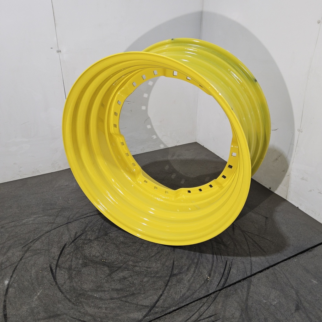 15"W x 30"D, John Deere Yellow 12-Hole Waffle Wheel (Groups of 3 bolts) , 2.5" Offset