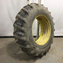 18.4/-34 Firestone Traction Field & Road R-1 on John Deere Yellow 0-Hole Double Bevel Ag 35%