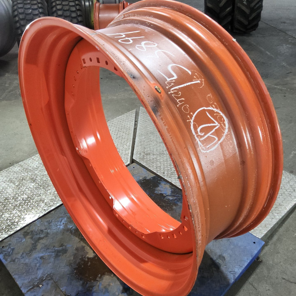 16"W x 42"D, Kubota Orange 12-Hole Waffle Wheel (Groups of 3 bolts) , -1.62" Offset