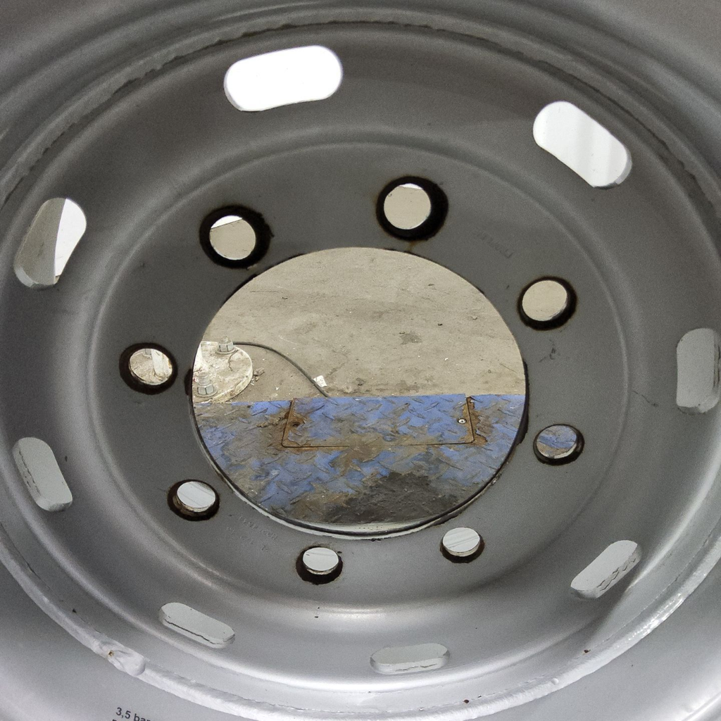 16"W x 22.5"D, Case IH Silver Mist 8-Hole Budd Stud Pilot Wheel , -0.06" Offset