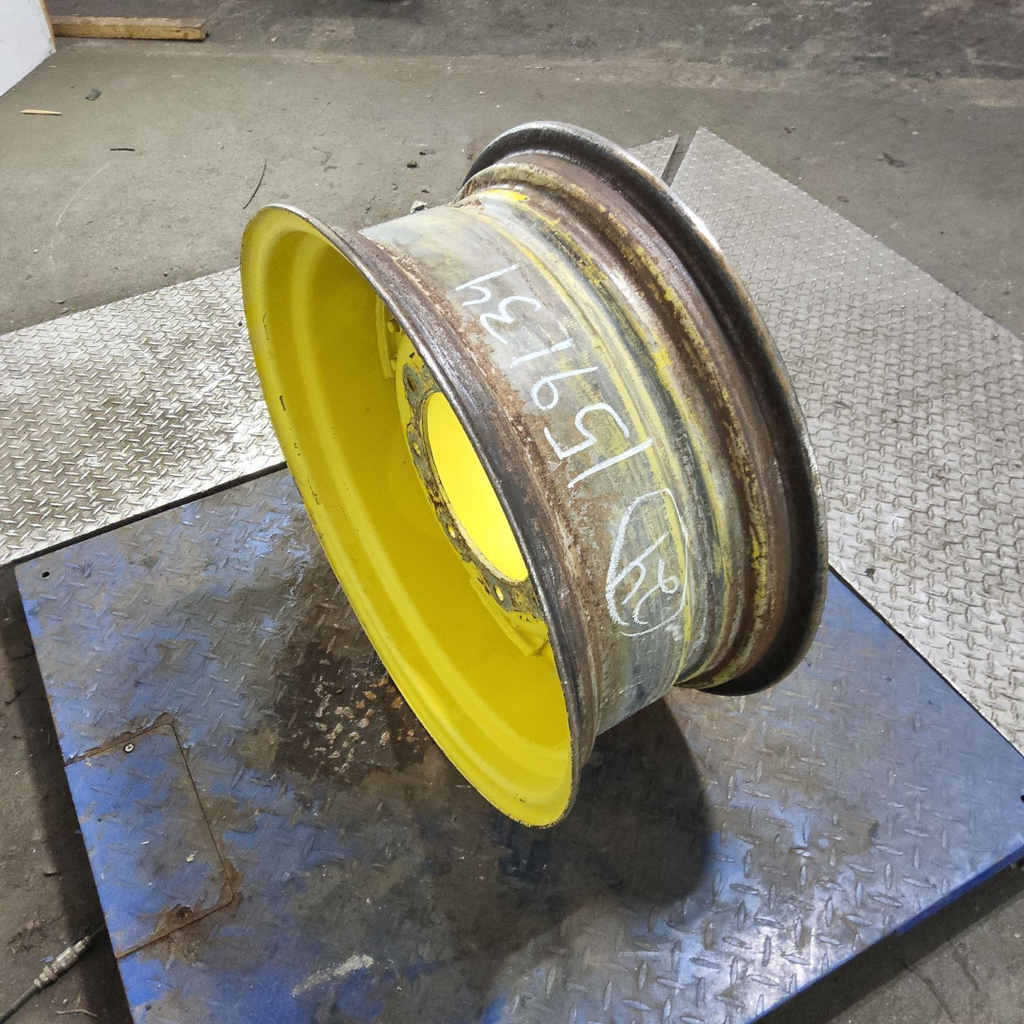 10"W x 24"D, John Deere Yellow 8-Hole Rim with Clamp/U-Clamp (groups of 2 bolts) , 5.75" Offset