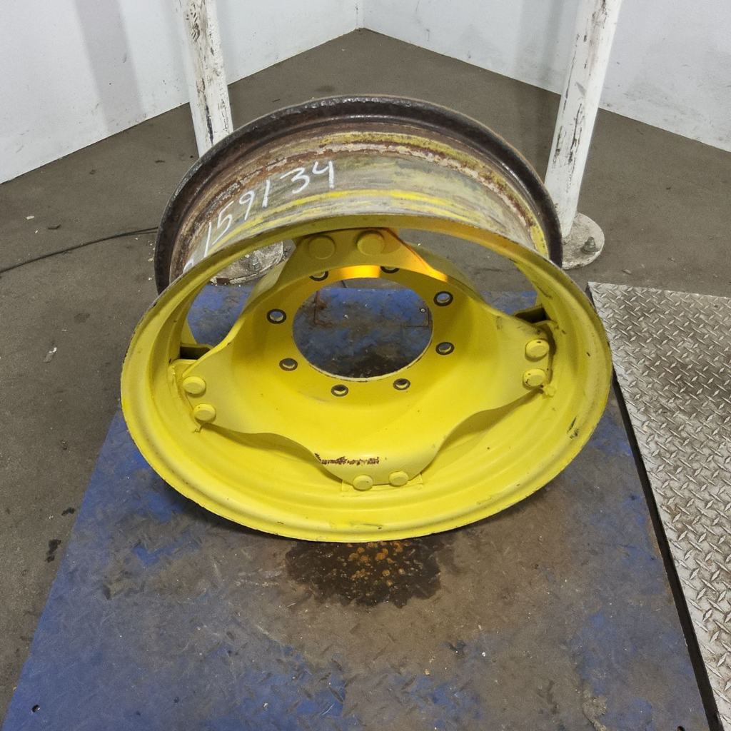 10"W x 24"D, John Deere Yellow 8-Hole Rim with Clamp/U-Clamp (groups of 2 bolts) , 5.75" Offset