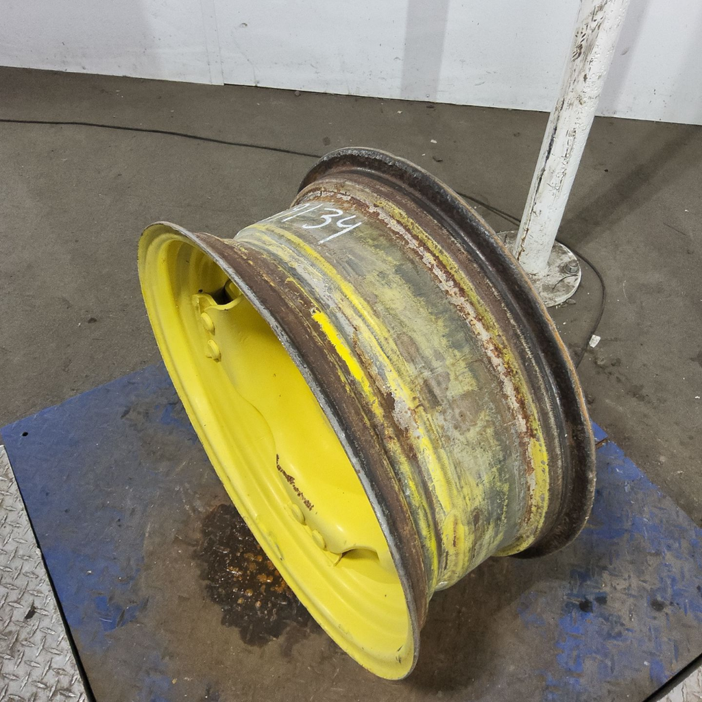 10"W x 24"D, John Deere Yellow 8-Hole Rim with Clamp/U-Clamp (groups of 2 bolts) , 5.75" Offset