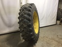 18.4/R38 Firestone Radial All Traction 23 R-1 on John Deere Yellow 0-Hole Double Bevel 38" Cast 35%