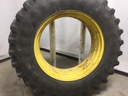 18.4/R38 Firestone Radial All Traction 23 R-1 on John Deere Yellow 0-Hole Double Bevel 38" Cast 35%