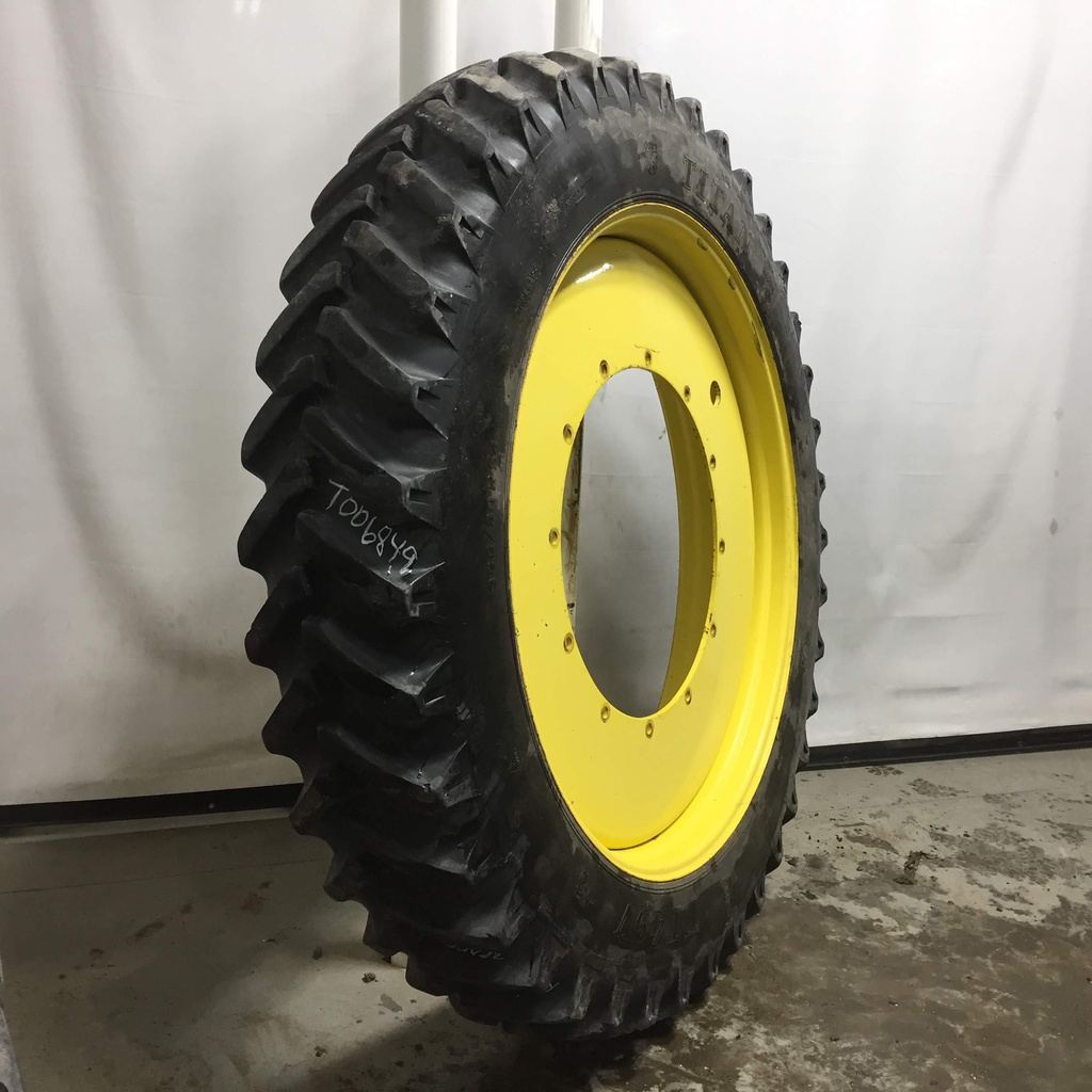 380/90R54 Titan Farm TT49V Radial R-1W on John Deere Yellow 12-Hole Stub Disc 65%