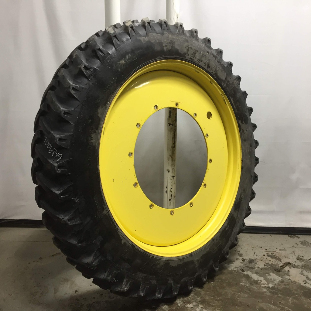 380/90R54 Titan Farm TT49V Radial R-1W on John Deere Yellow 12-Hole Stub Disc 65%