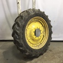 380/80R38 Goodyear Farm DT800 Super Traction R-1W on John Deere Yellow 10-Hole Waffle Wheel (Groups of 3 bolts) 40%