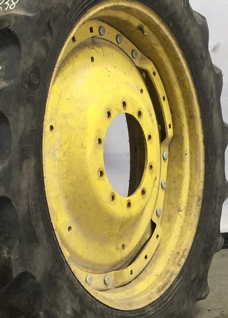 12"W x 38"D Waffle Wheel (Groups of 3 bolts) Rim with 10-Hole Center, John Deere Yellow