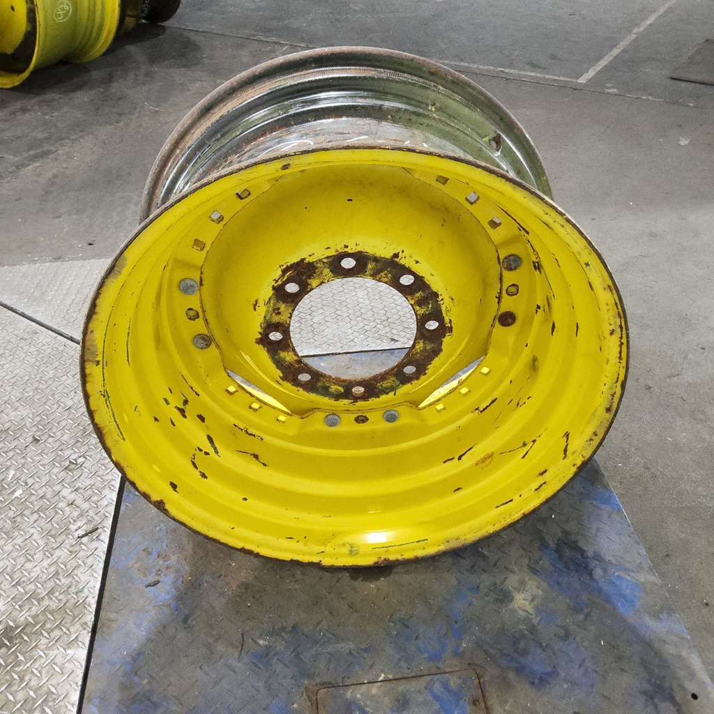15"W x 30"D, John Deere Yellow 12-Hole Waffle Wheel (Groups of 3 bolts) , 7.88" Offset