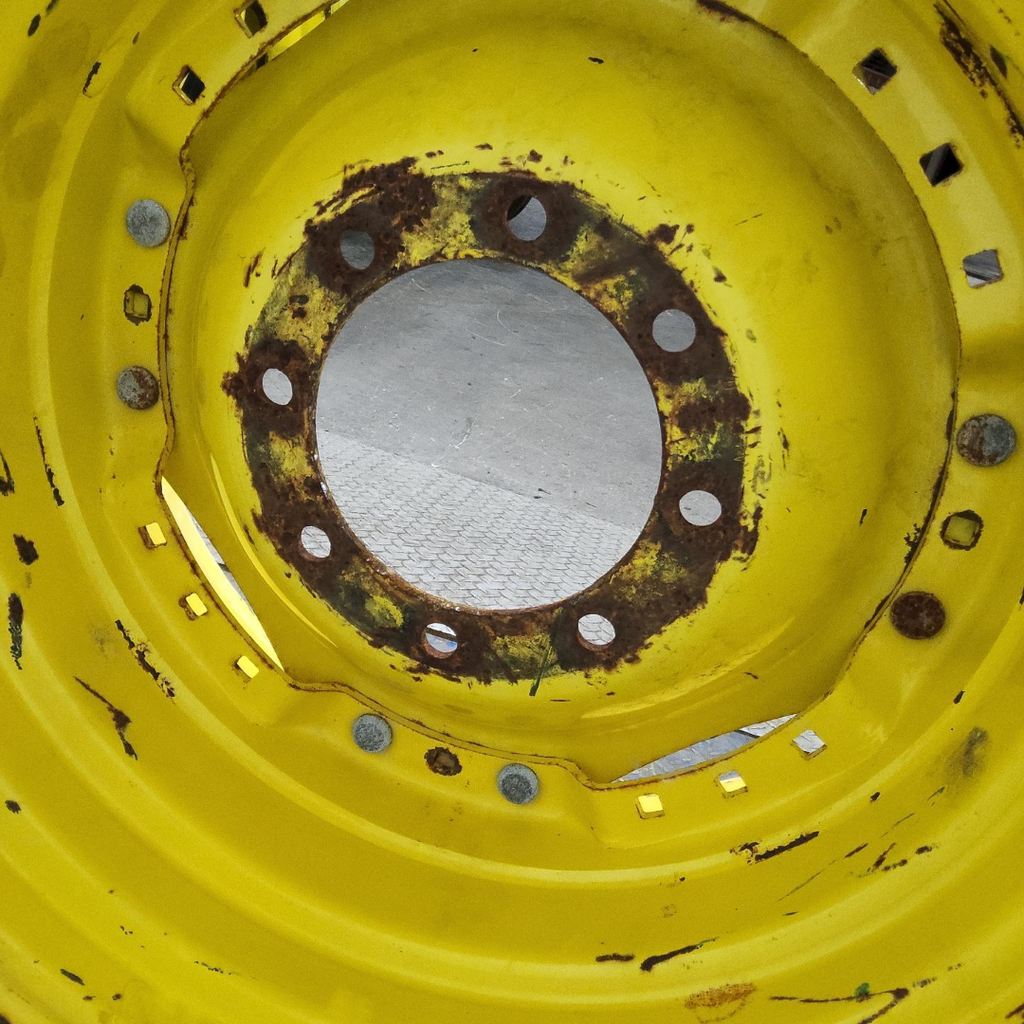 15"W x 30"D, John Deere Yellow 12-Hole Waffle Wheel (Groups of 3 bolts) , 7.88" Offset