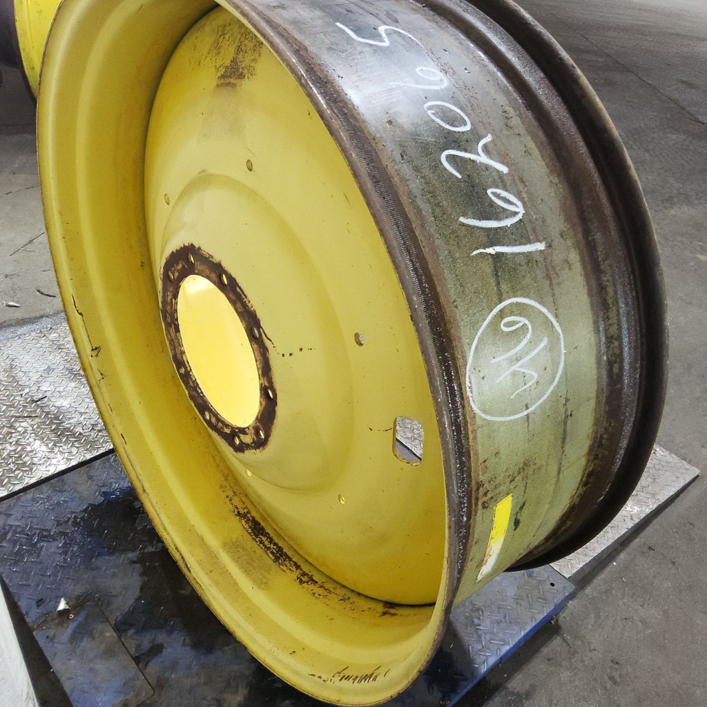 16"W x 46"D, John Deere Yellow 10-Hole Formed Plate , -6.88" Offset