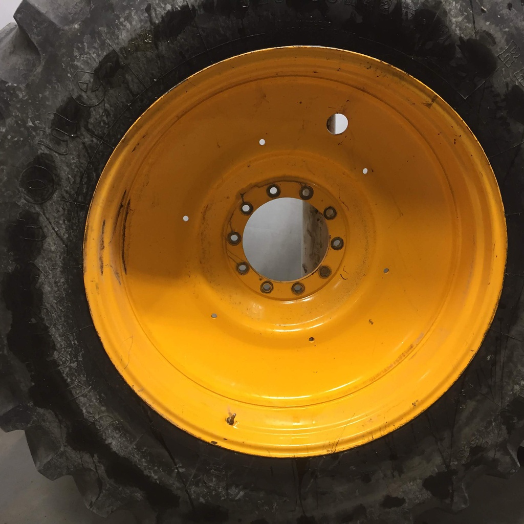 520/85R42 Firestone Radial All Traction 23 R-1 on Hagie Orange 10-Hole Formed Plate Sprayer 60%