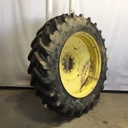 480/80R46 Michelin AgriBib R-1W on John Deere Yellow 10-Hole Formed Plate W/Weight Holes 75%