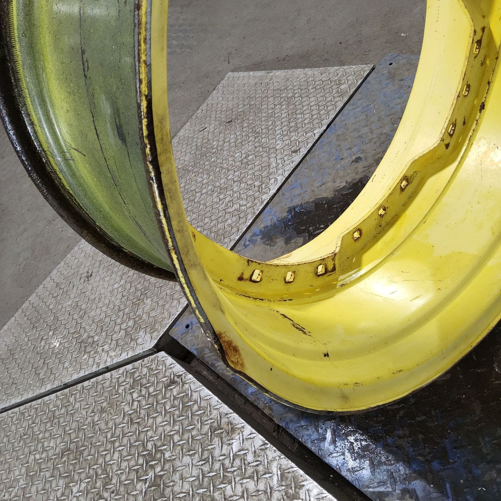 15"W x 34"D, John Deere Yellow 12-Hole Waffle Wheel (Groups of 3 bolts)