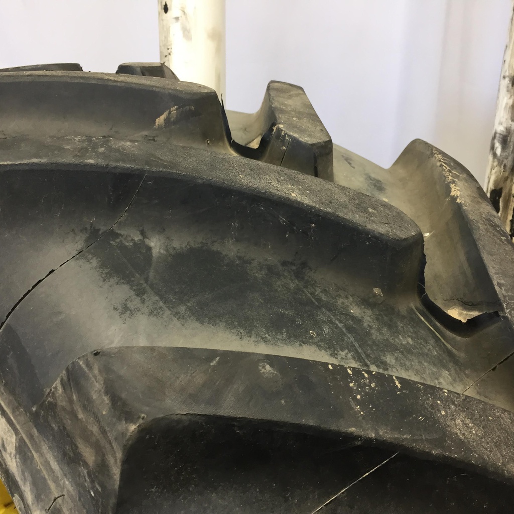 540/65R34 Michelin Multibib R-1W on John Deere Yellow 8-Hole Rim with Clamp/Loop Style 90%