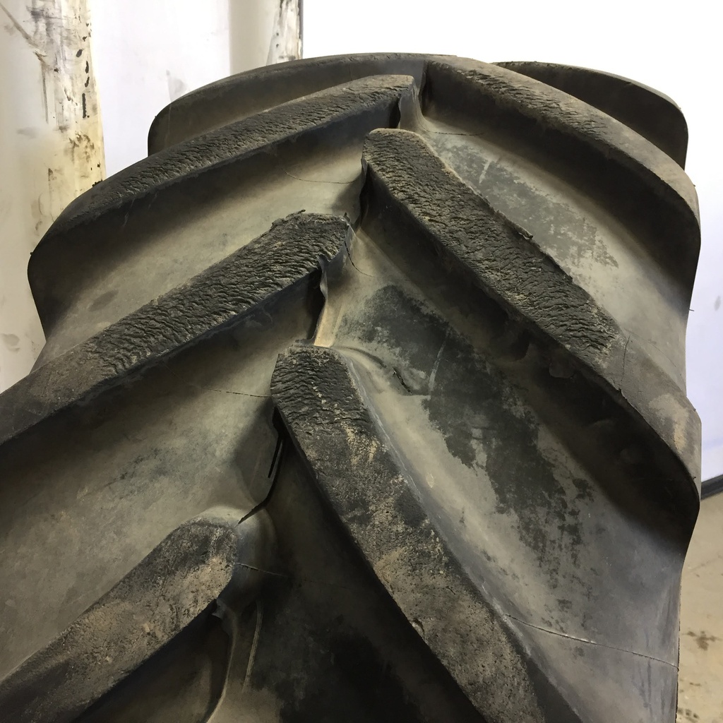 540/65R34 Michelin Multibib R-1W on John Deere Yellow 8-Hole Rim with Clamp/Loop Style 90%