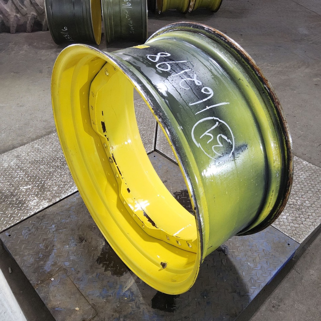 15"W x 34"D, John Deere Yellow 12-Hole Waffle Wheel (Groups of 3 bolts)