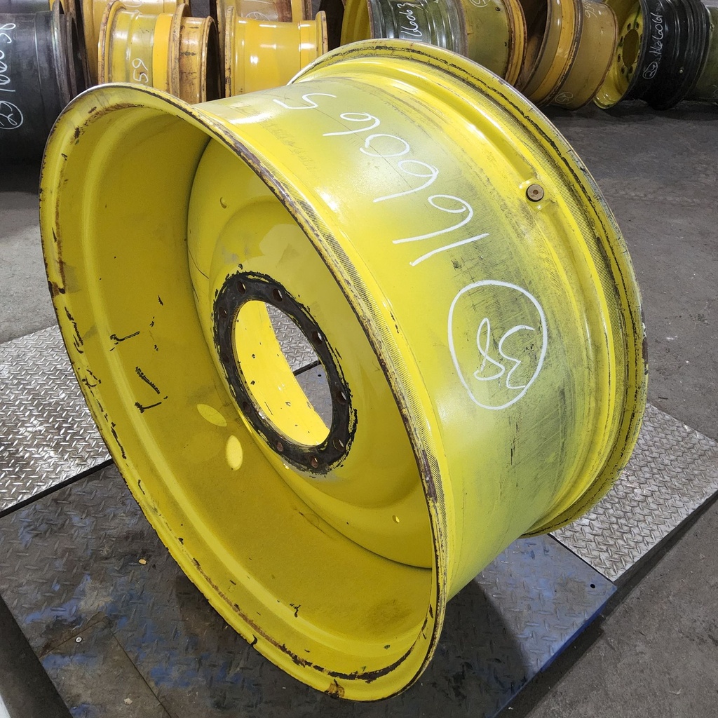 18"W x 38"D, John Deere Yellow 10-Hole Formed Plate , -3.25" Offset