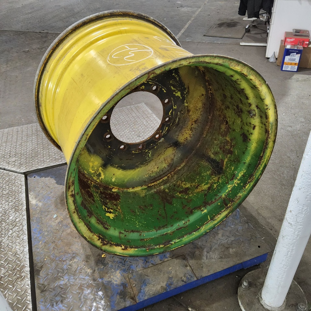 27"W x 32"D, John Deere Yellow 10-Hole Formed Plate , -4.12" Offset
