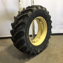 540/65R34 Michelin Multibib(XM108) R-1W on John Deere Yellow 8-Hole Waffle Wheel (Groups of 2 bolts) 80%