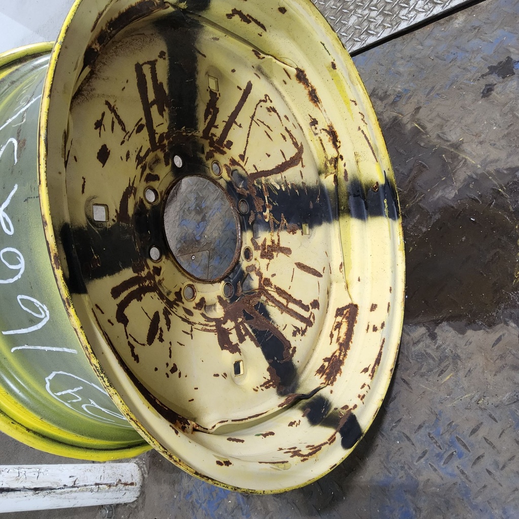 12"W x 24"D, John Deere Yellow 8-Hole Stamped Plate , -0.31" Offset