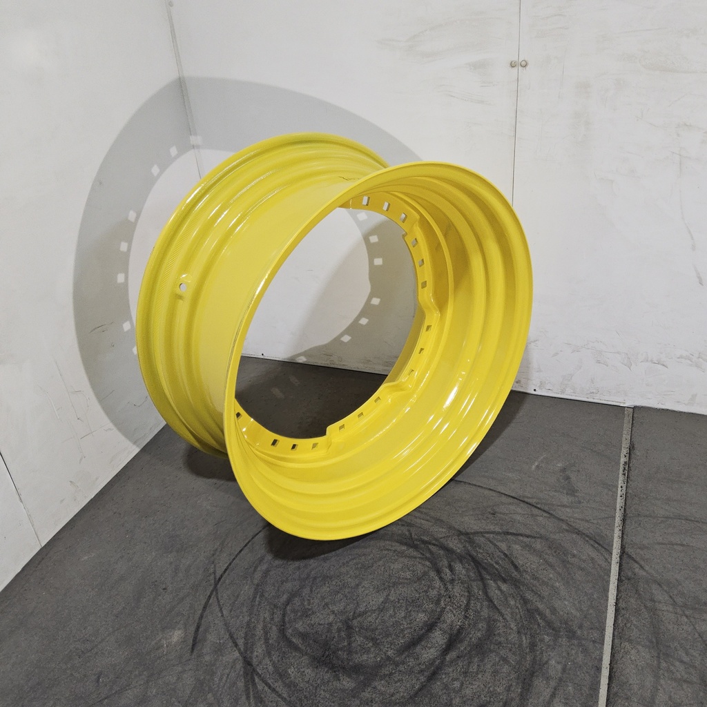 13"W x 30"D, John Deere Yellow 12-Hole Waffle Wheel (Groups of 3 bolts) , 7.25" Offset