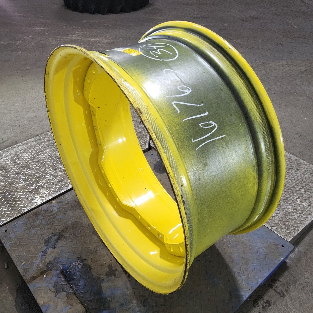 15"W x 34"D, John Deere Yellow 12-Hole Waffle Wheel (Groups of 3 bolts)