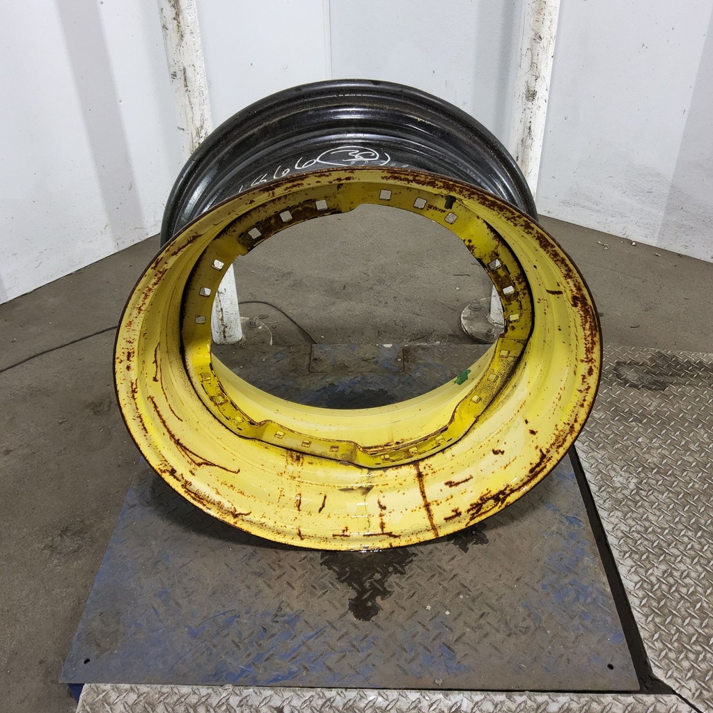 15"W x 30"D, John Deere Yellow 12-Hole Waffle Wheel (Groups of 3 bolts)